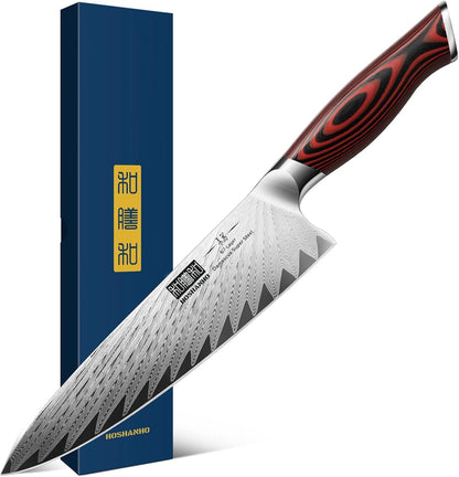 Damascus Chef Knife, 8" Professional Japanese Kitchen Knife & G101