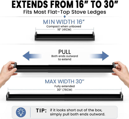 30" Adjustable Magnetic Stove Top Shelf, Matte Black2