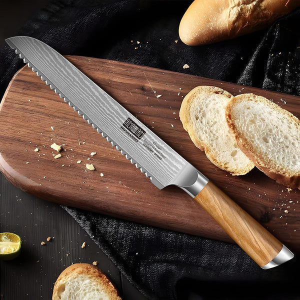 Damascus Bread Knife 8", Sharp Serrated for Homemade Sourdough7