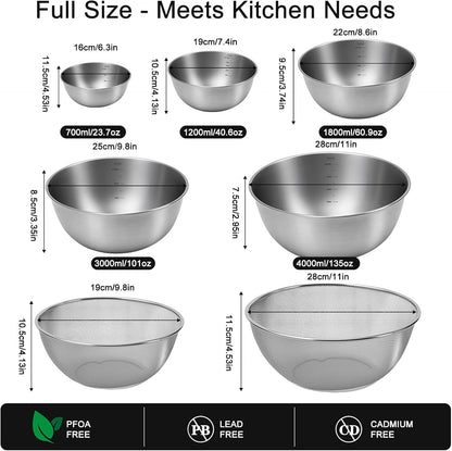 7 Piece Stainless Steel Mixing Bowl Set with Colander for Baking, Cooking2
