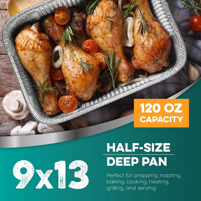 Aluminum Pans with Lids 9X13 [10 Sets] Aluminum Foil Pans Trays with Lids - Half Size Tin Foil Disposable Pans for Baking, Roasting, Cake Serving Dishes, Catering Supplies, Steam Table Chafing4