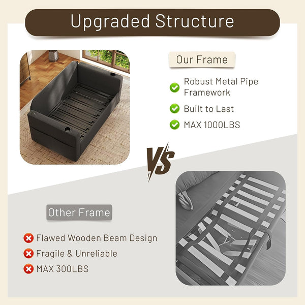 3 in 1 Sofa Bed, 56" Convertible Pull Out Couch, Loveseat Sleeper9