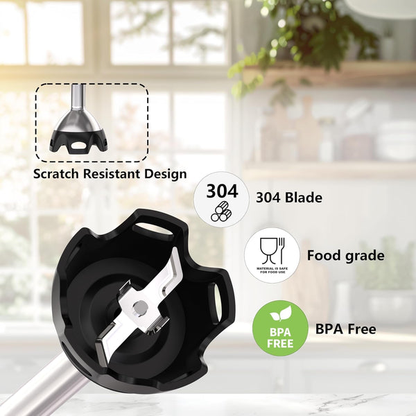 Immersion Blender Handheld, 5 in 1 Hand Mixer Electric Handheld for Kitchen, Corded Stick Hand Emulsion Blender with Chopper Beaker Whisk and Milk Frother for Baby Food, Smoothie, Puree, Soup, Sauces4
