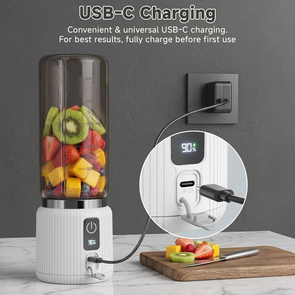 Portable Blender, Smoothie Blender with LED Display, 17 Oz, White | 8 Blades, LED Display, USB-C Charging, Blender for Smoothie, Shake and Protein, Cordless, Perfect for Home, Travel, Office5