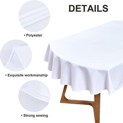 Oval Tablecloth 60 X 84 Inch Washable Fabric Table Cloth Solid White Table Cover for Dining Wedding Party Banquet Tabletop Decoration5