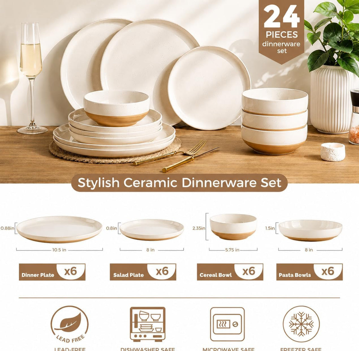 24-piece-ceramic-dinnerware-set-for-6-handpainted-plates-pasta-bowls-bowls-set-with-rustic-terracotta-underside-scratch-resistant-dishwasher-microwave-safe-speckled-glaze-beige