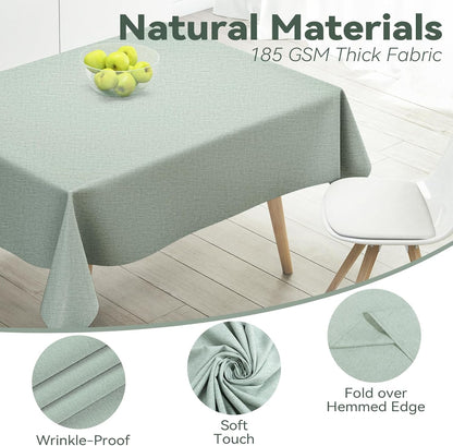 Rectangular Tablecloth Linen Texture Waterproof and Stain-Resistant Fabric Table Cloth, Kitchen Dining Table Decoration, 60 X 104 Inch, Sage Green3