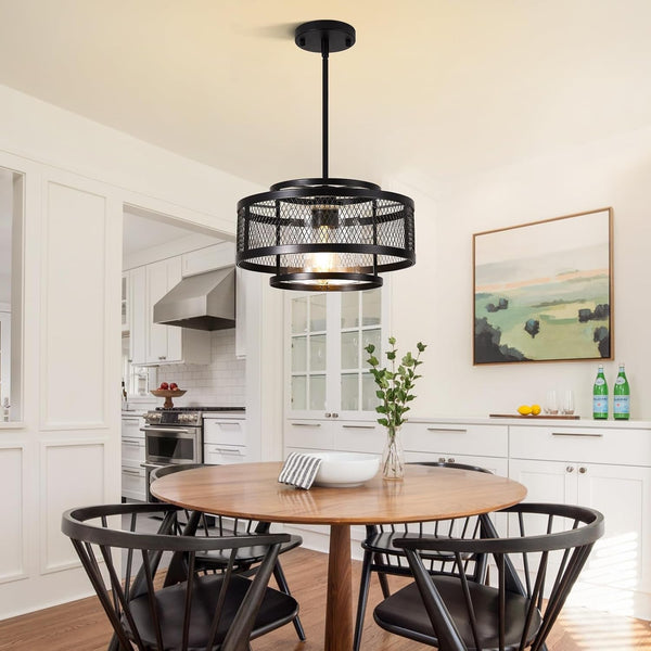 13" Dining Room Light Fixture/Chandelier over Table, No Assembly Required Modern Black Pendant Light Fixtures, Industrial Hanging Pendant Lights Fixture for Kitchen Island Dining Room Hallway Entryway9