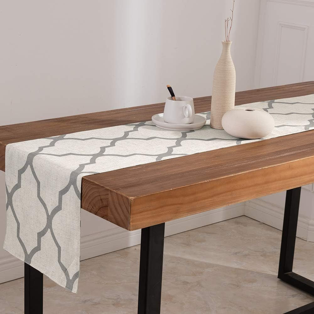 moroccan-tile-table-runner-linen-textured-for-kitchen-geometric-trellis-printed-table-cover-1-panel-55-l-soft-grey