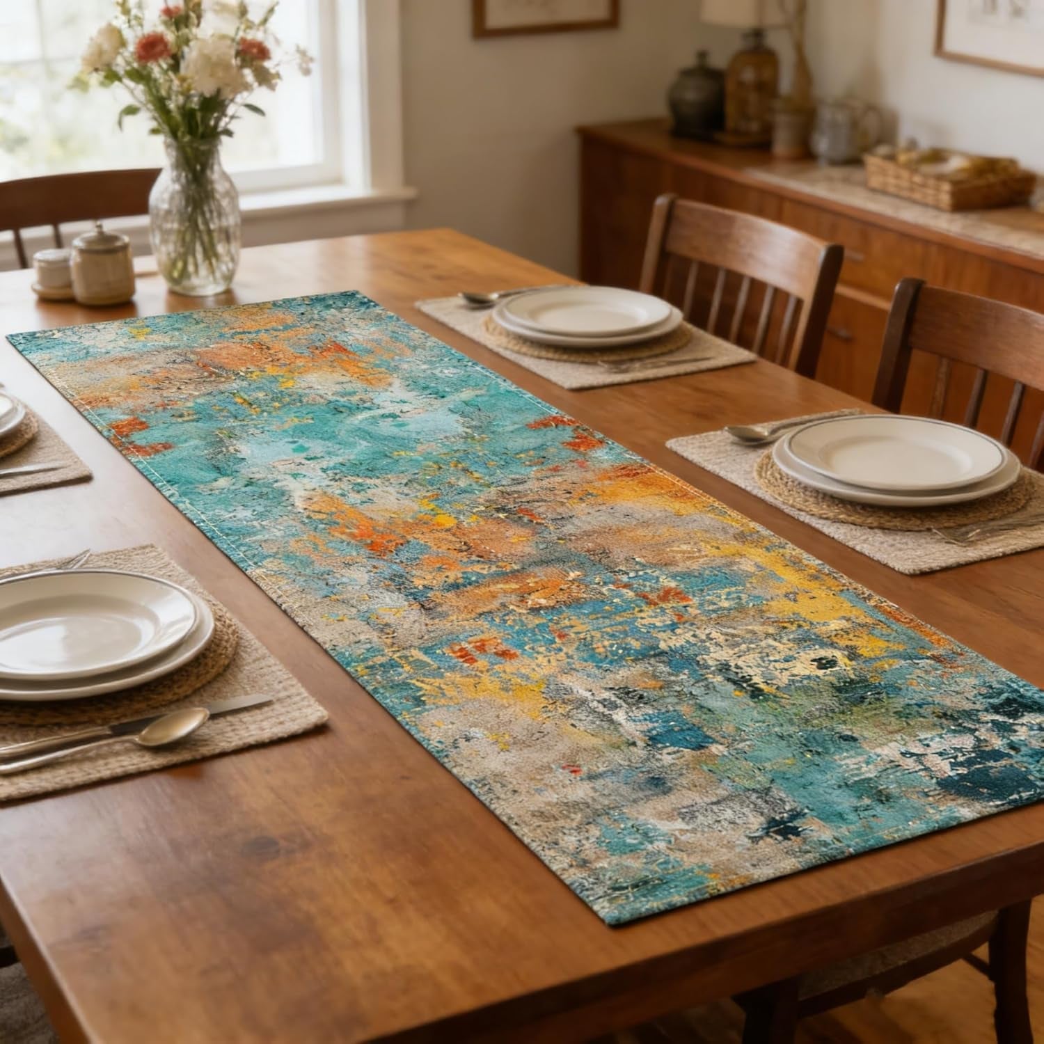 colorful-boho-table-runner-72-inches-long-teal