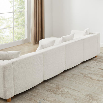 113" U-Shaped Sectional Sofa with 4 Pillows, 4-Seater, Boucle White6