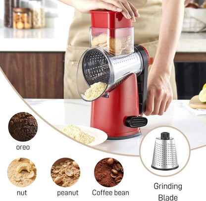 4 in 1 Large Rotary Cheese Grater Hand Crank (Red Black 4 Graters)6