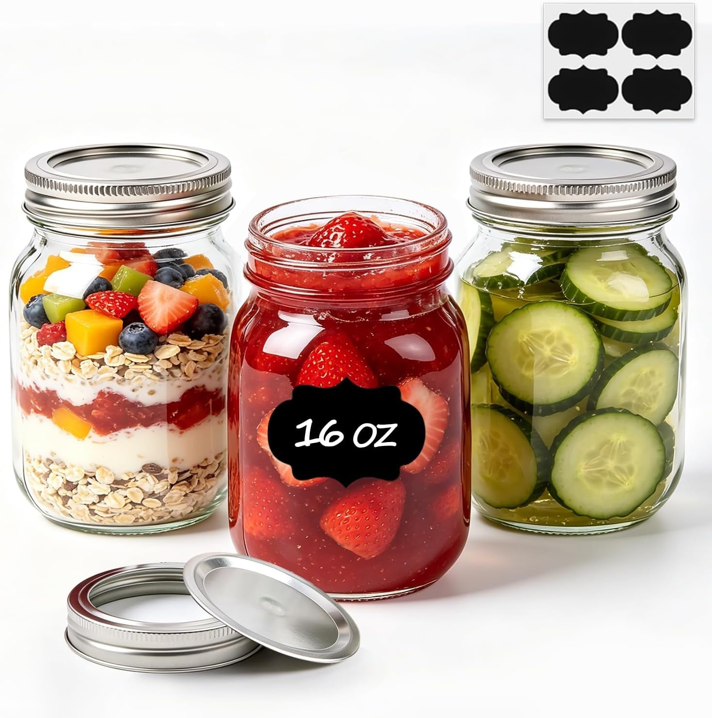 regular-mouth-mason-jars-16-oz-with-lids-3-pack-canning-jars-airtight-safety-button-lids-food-grade-pint-size-jars-freezer-safe-glass-incl-4-chalkboard-labels-bpa-free-material