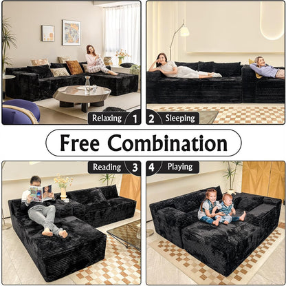 Corduroy Sectional Sofa, Boneless Cloud Couch8