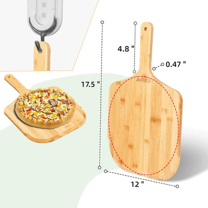 Pizza Peel 12 Inch, Bamboo Pizza Paddle Spatula | Wooden Pizza Cutting Board for Cheese Bread Fruit Vegetables, Multi-Purpose Oven Accessories for Baking Homemade2