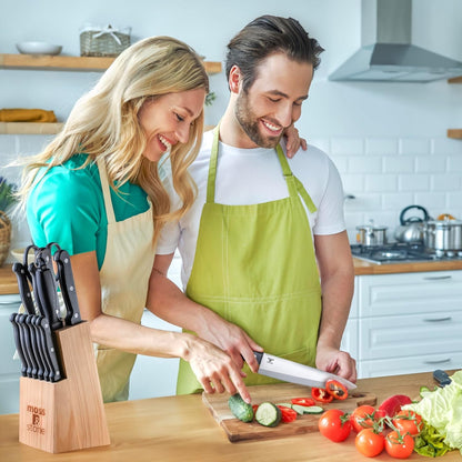 14 Pcs Kitchen Knife Set with Block, Stainless Steel | Premium Forged Kitchen Knives with High-Carbon Sharp Blades, Ergonomic Handle, Rust-Resistant Knife Block Set for Home & Chef6