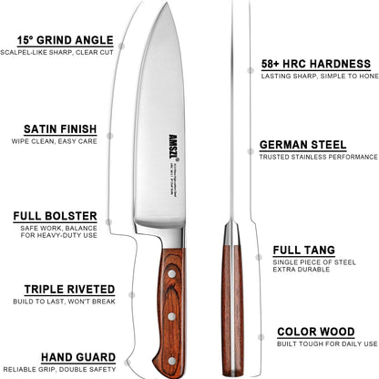 8 Inch Chef Knife, German High Carbon Steel Kitchen Knife7