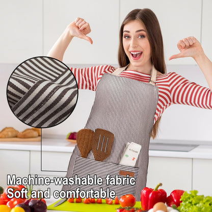 Adjustable Bib Apron with 2 Pockets Chef Cooking Kitchen Restaurant Aprons for Women Men5