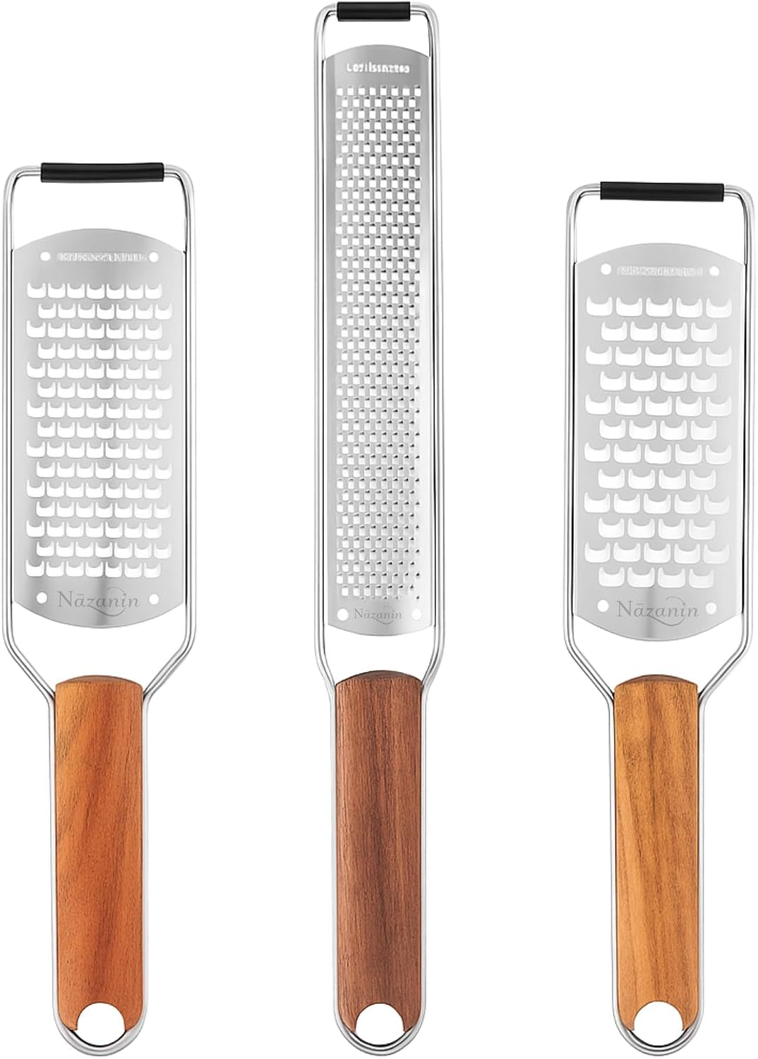 3-piece-stainless-steel-cheese-grater-zester-set-w-acacia-wood-handles-for-parmesan-lemon-zest-ginger-and-spices