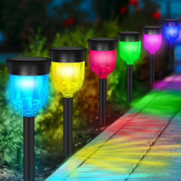 Solar Outdoor Path Lights, Color Changing Waterproof IP65 Auto On/Off Solar Landscape Pathway LED Lights for Back Yard and Walkway Decorative1