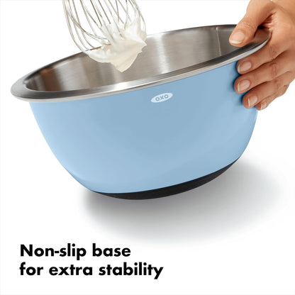 OXO Good Grips 3-Piece Stainless Steel Mixing Bowl Set - Blue & Gray5