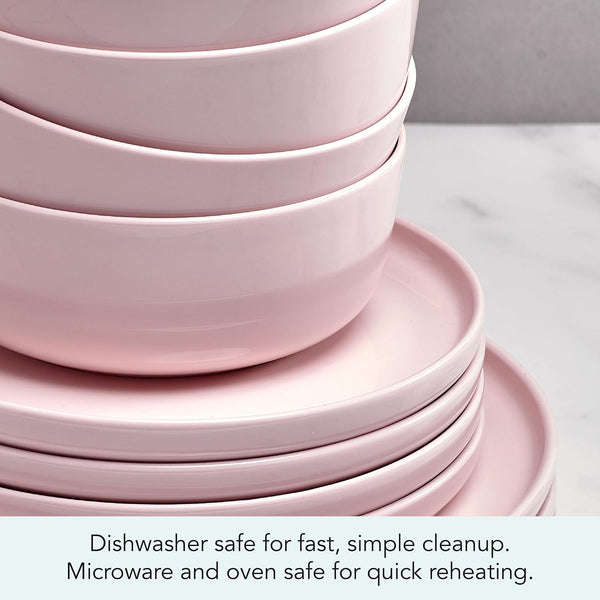 Madison Misty Pink Bone China Dinnerware Set, 12-Piece Service for 4, Includes Dinner Plates, Salad Plates and Cereal Bowls, Dishwasher Safe6