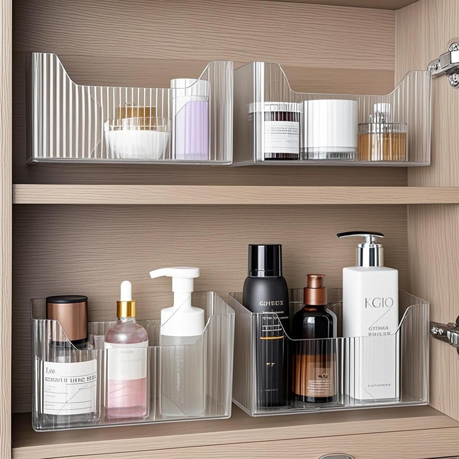 2-pack-cabinet-door-organizer-adhesive-wall-mounted-organizer-bins-clear-storage-caddy-stackable-basket-for-kitchen-cabinets-bathroom-pantry-office-and-tabletop-organization