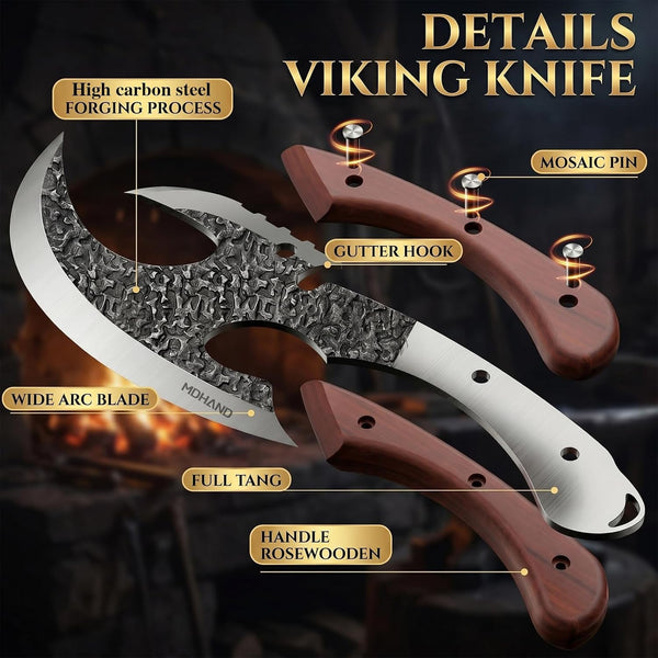 Viking Meat Cleaver Knife, Butcher Kitchen Axe & Sheath Gift for Men3