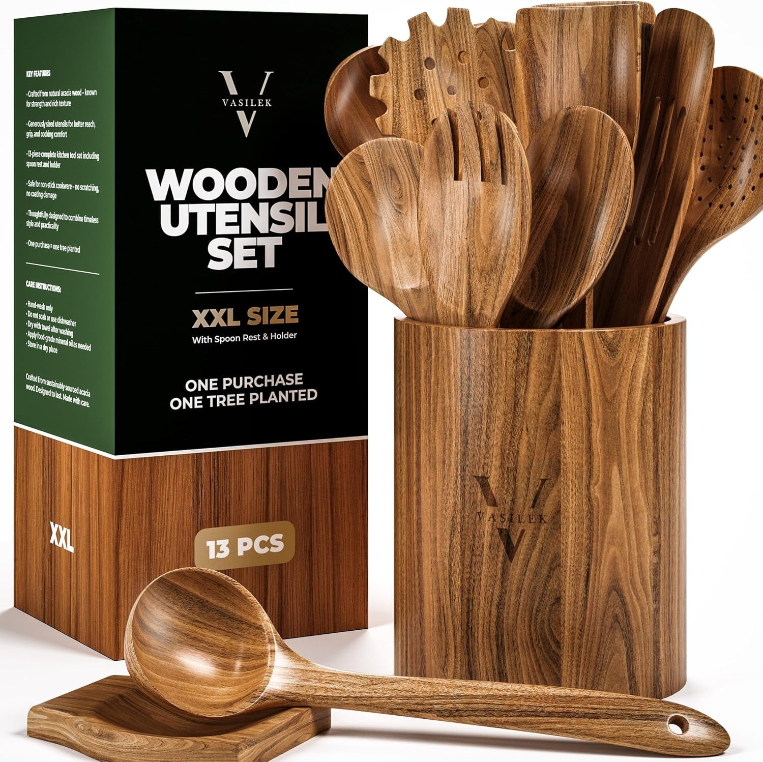 xxl-wooden-utensil-set-13-piece-acacia-wood-tools-with-holder-spoon-rest