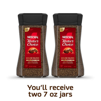 NESCAFÉ  Instant Coffee, Light Medium Roast Coffee, House Blend, 2 Jars (7 Oz Each) | Light-Medium Roast House Blend Instant Coffee; 2 Jars, 7 Oz Each2