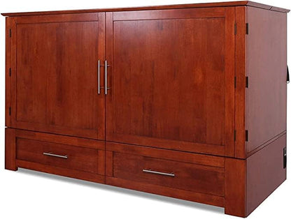 Emurphybed Daily Delight Murphy Cabinet Chest Bed with Charging Station 8 Inch, Queen (Cherry)1