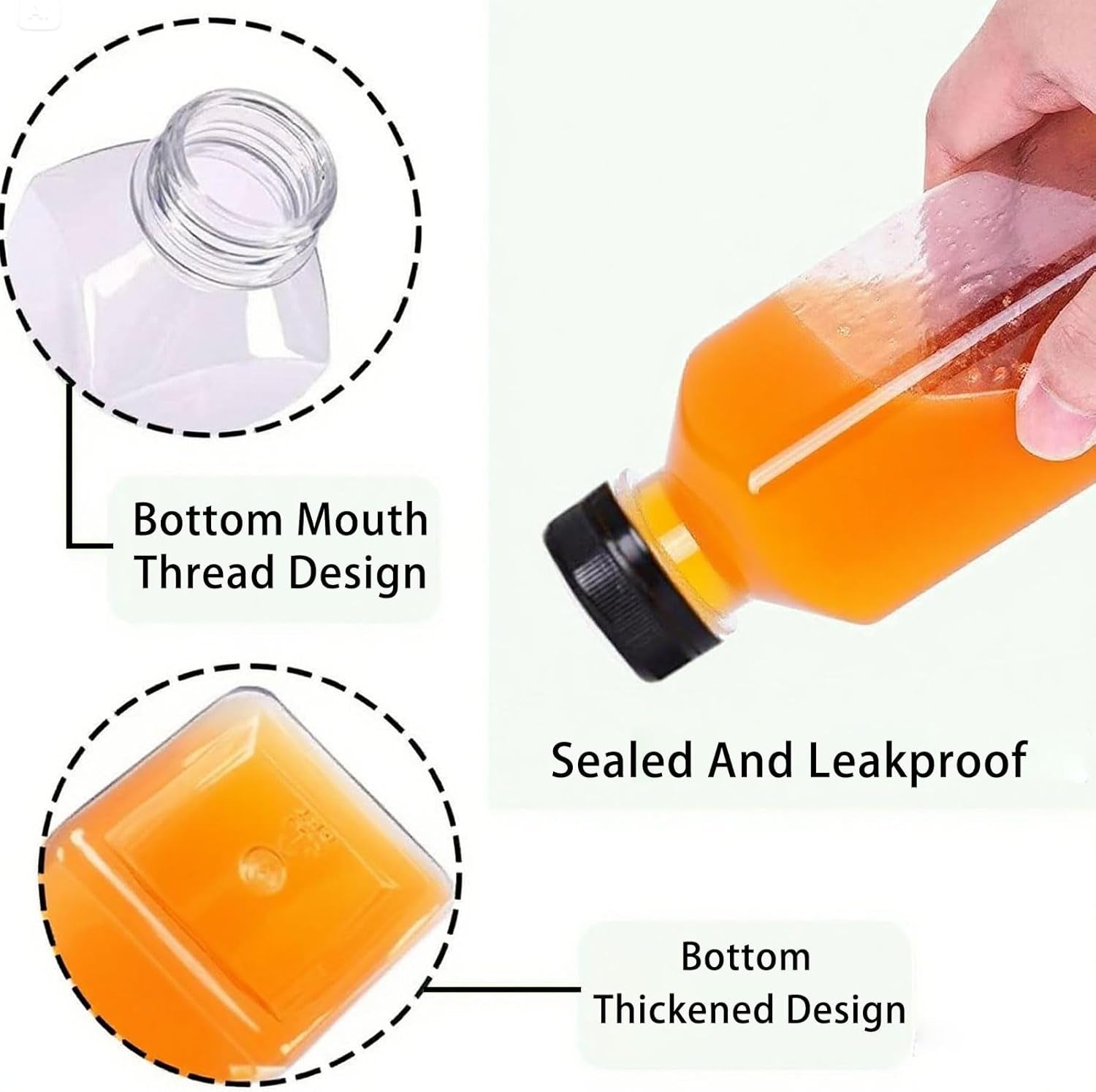 12oz-10pcs-plastic-juice-bottles-with-caps-reusable-leakproof-for-juicing