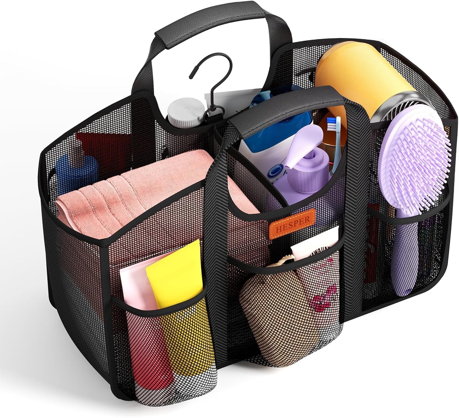 mesh-shower-caddy-for-college-dorm-with-hook-and-soft-handles