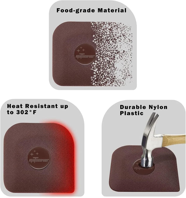 Pan Scraper, 5 Pcs Pot & Dish Scraper Plastic, Sturdy Scraper Kitchen Tool | Pot Scraper Non Scratch for Cast Iron, Pot and Pan Cleaning, Food Scraper for Dishes, Home & Apartment Essentials5
