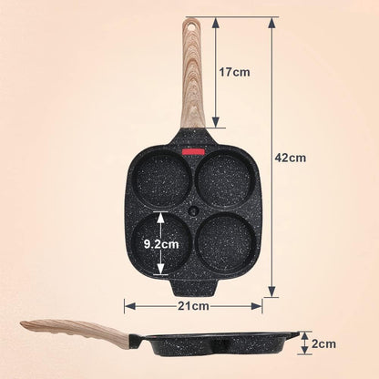 4-Cup Egg Pan Nonstick, Egg Frying Pan with Lid Pancake Pan-Black | Omelet Pan Induction Compatible for Breakfast5