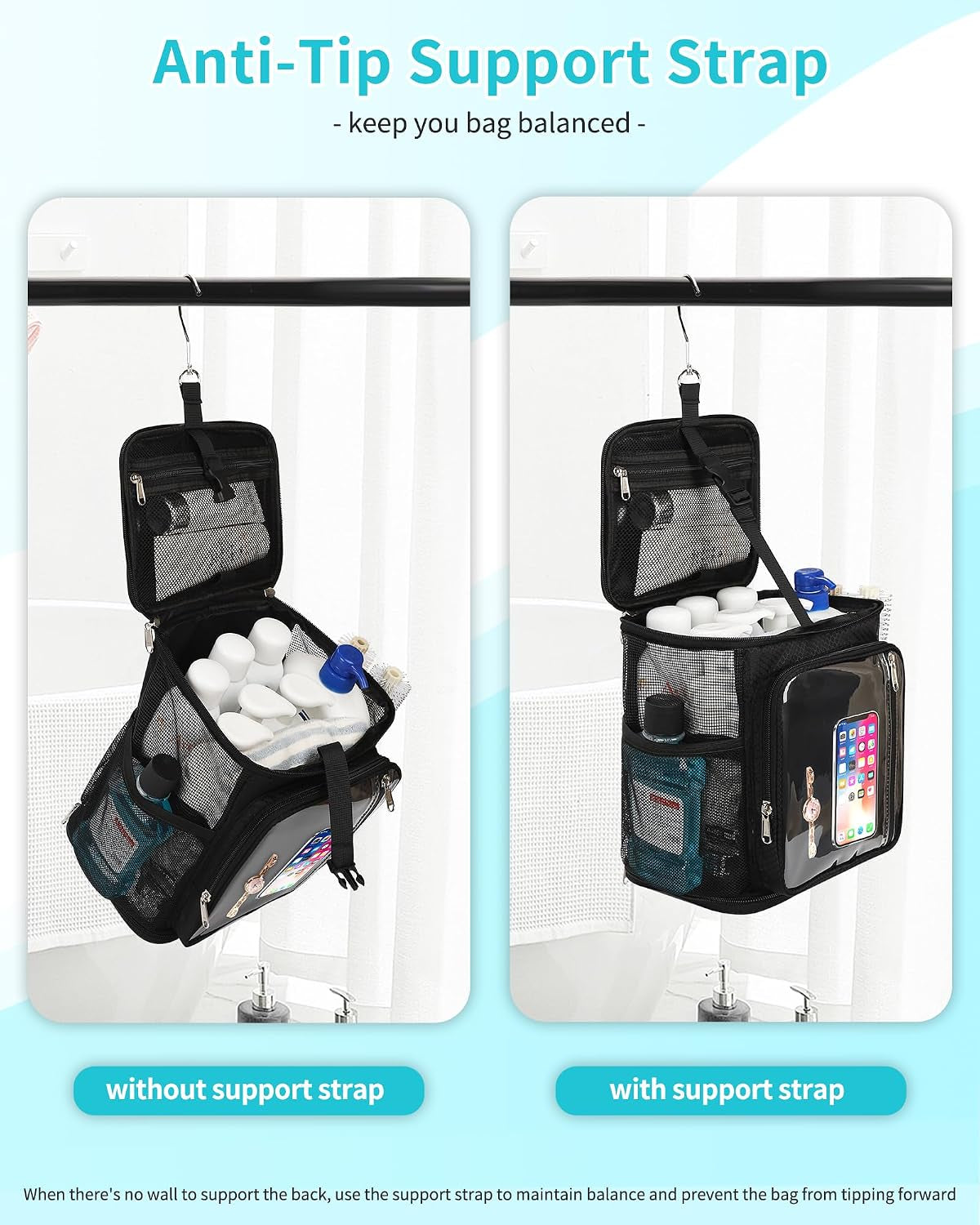 hanging-shower-caddy-portable-bag-quick-dry-shower-tote-for-dorm-college-essentials-water-resistant-travel-toiletry-bag-with-separate-compartment-multiple-pockets-black-m