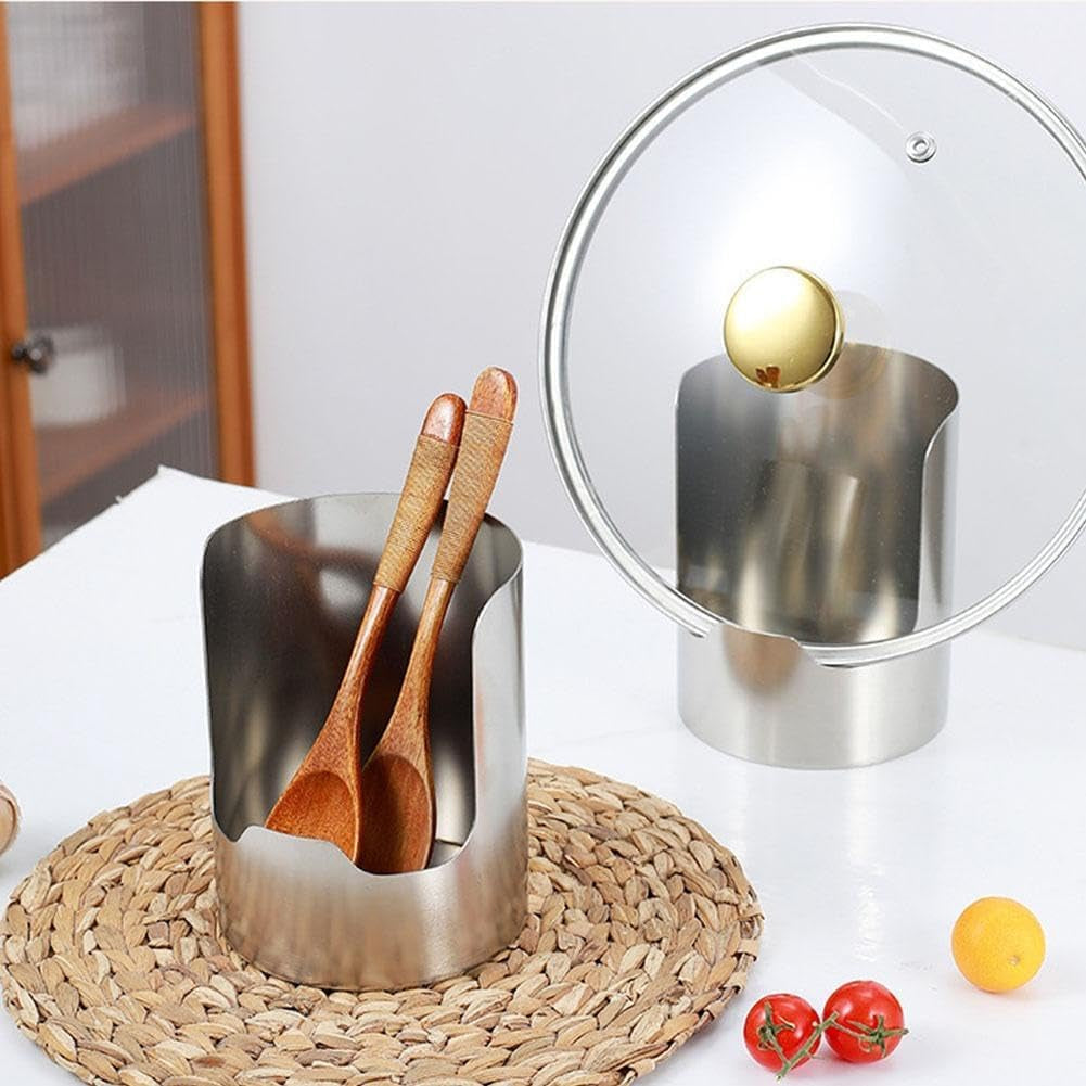 2-in1-multi-functional-kitchen-utensil-holder-heavy-duty-stainless-steel-pot-lid-spoon-rack-space-saving-vertical-stand-for-spatulas-tongs-ladles-countertop-organizer-thickened-storage-stand1pc