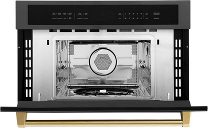 ZLINE Autograph Edition 30” 1.6 Cu Ft. Built-In Convection Microwave Oven in Black Stainless Steel and Gold Accents4