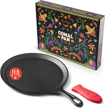 Cast Iron Comal Pan 11.5 Inch - Skillet for Roti, Tawa/Dosa Pan Pataconera, Comales Para Tortillas - Cast Iron Pizza Pan - Comal Para Tortillas Grande1