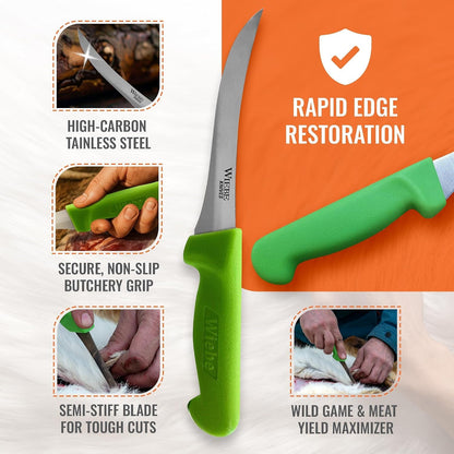 5" Boning Knife for Meat Processing: High-Carbon Stainless Steel Filet Knife, Curved, Semi-Stiff Blade for Deer, Brisket Trimming & Butchery2