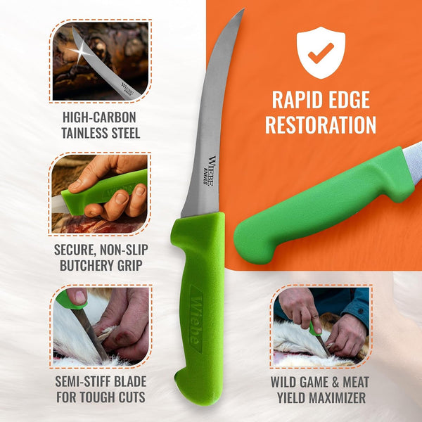 5" Boning Knife for Meat Processing: High-Carbon Stainless Steel Filet Knife, Curved, Semi-Stiff Blade for Deer, Brisket Trimming & Butchery2