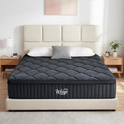 Queen Mattress 12 Inch, Firm Hybrid Memory Foam Mattress in a Box with Individual Pocket Springs, Pressure Relief, Motion Isolation, Fiberglass Free, Certipur-Us Certified 80"X 60"(Gray)1