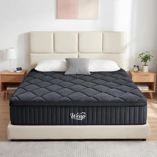 Queen Mattress 12 Inch, Firm Hybrid Memory Foam Mattress in a Box with Individual Pocket Springs, Pressure Relief, Motion Isolation, Fiberglass Free, Certipur-Us Certified 80"X 60"(Gray)1