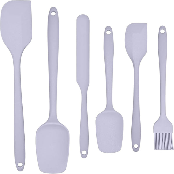 6 Pieces Silicone Spatula Set, Rubber Spatulas Silicone Heat Resistant Spatula Set for Kitchen Use, Food Grade Rubber Spatula with Ergonomic Grip, Cooking, BPA Free Dishwasher Safe(Purple)2