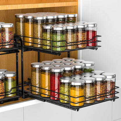 2 Tier Pull Out Spice Rack Organizer for Cabinet,9.5" Wx10.5Dx9.5H1