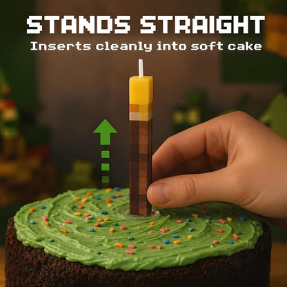 Large Birthday Candles 8Pcs, Pixel Torch Cake Toppers, Gamer Party Decor3