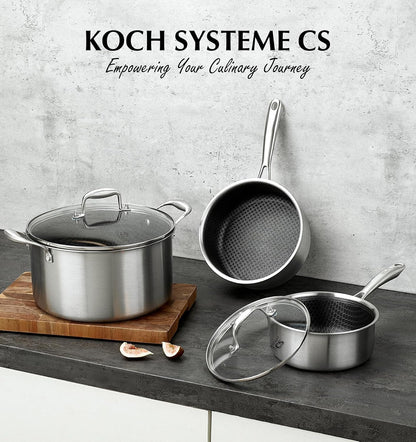 Triply Stainless Steel Cookware Set 6 Piece, Nonstick Hybrid Pots Set 2QT & 3QT & 8QT, Kitchen Cookware Set with Honeycomb Interior, Stainless Steel Pots Set, Induction Compatible7