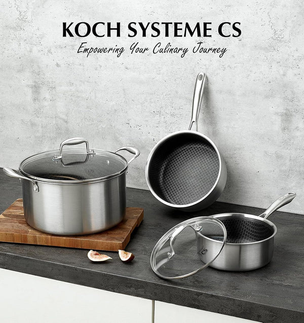 Triply Stainless Steel Cookware Set 6 Piece, Nonstick Hybrid Pots Set 2QT & 3QT & 8QT, Kitchen Cookware Set with Honeycomb Interior, Stainless Steel Pots Set, Induction Compatible7