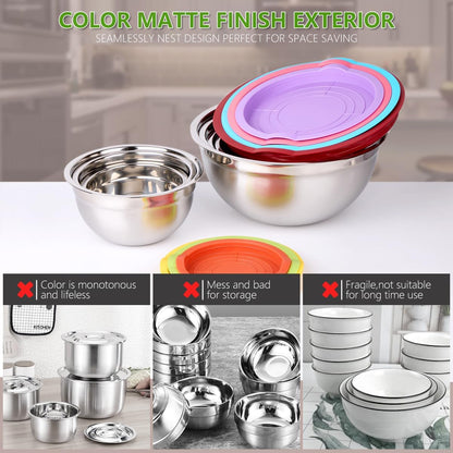 Mixing Bowls with Lids Set, 25 PCS Colorful Mixing Bowl for Kitchen6
