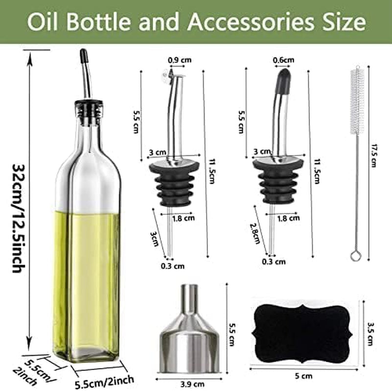 olive-oil-dispenser-bottle-2-pcs-glass-olive-oil-dispenser-and-vinegar-dispenser-set-with-2-stainless-steel-pourers-4-labels-1-brush-and-1-funnel-oil-bottles-for-kitchen-500ml